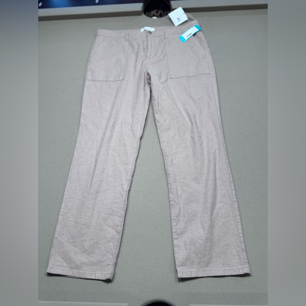 LILA RYAN The Martina Patch Pocket Slim Linen Khaki Pant